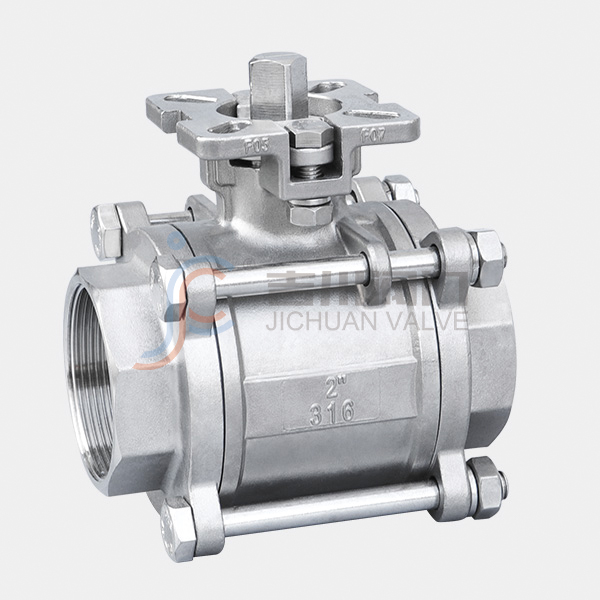 Three piece high platform ball valve