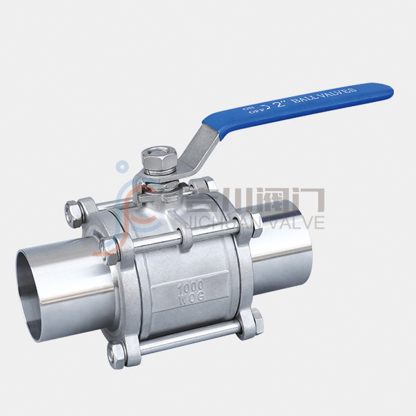 Three piece extended rod welded ball valve