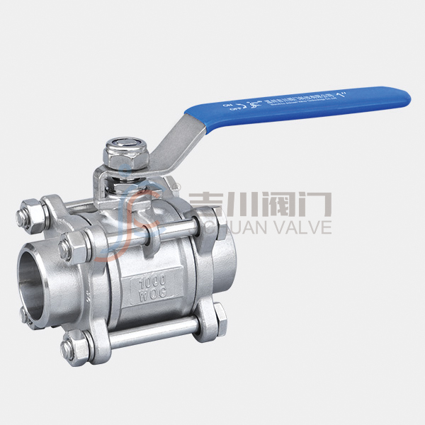 Three piece welded ball valve