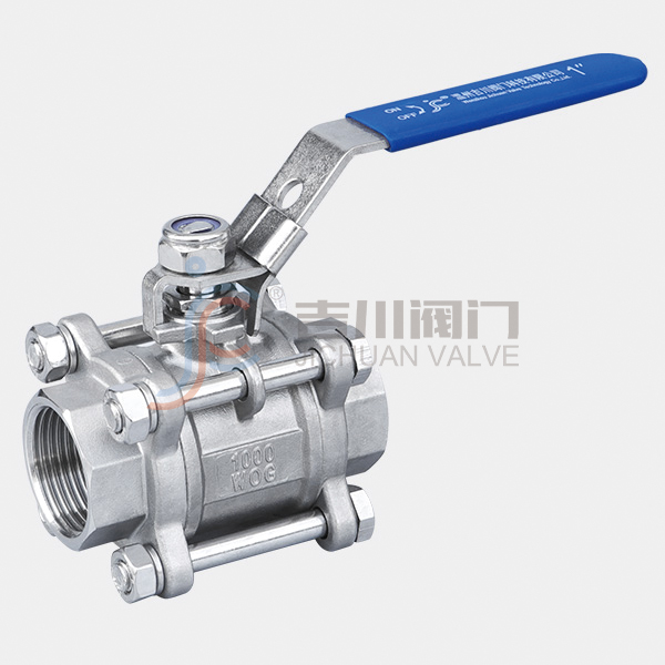 Three piece threaded ball valve