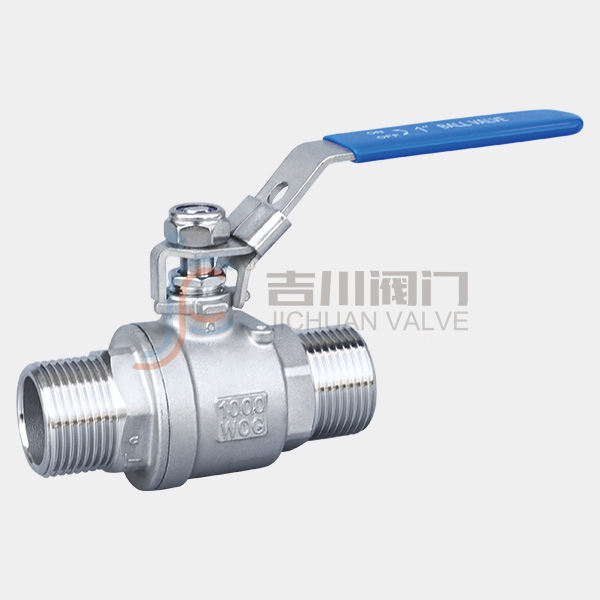 Two piece double outer thread ball valve