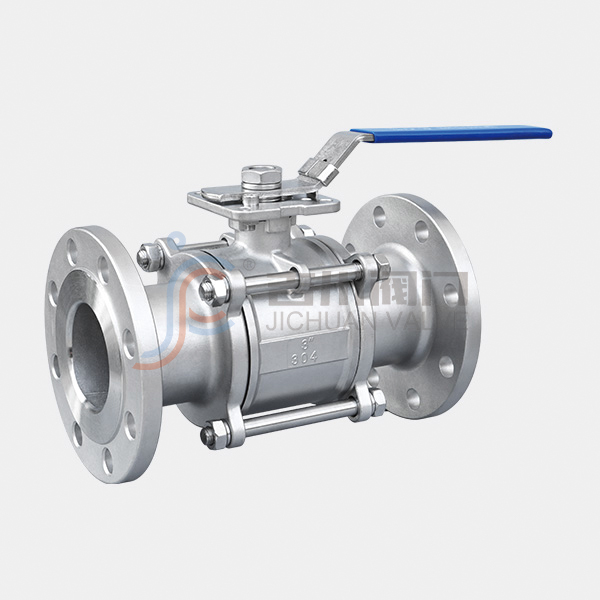 Three piece high platform flange ball valve