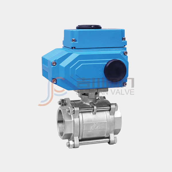 Electric three piece threaded ball valve