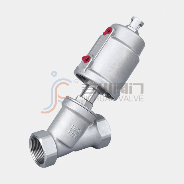 Pneumatic angle seat valve